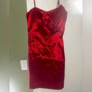 INC Strapless red Mini dress roses on front, 8